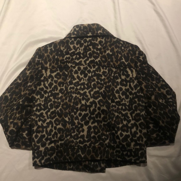 New Marciano leopard print moto crop blazer jacket S - Picture 6 of 11